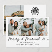 Moderne vrolijke en getrouwde Pas getrouwd Foto Ke Feestdagenkaart (Voorkant / Achterkant)