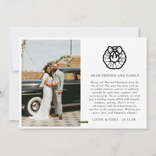 Moderne vrolijke en getrouwde Pas getrouwd Foto Ke Feestdagenkaart (Achterkant)