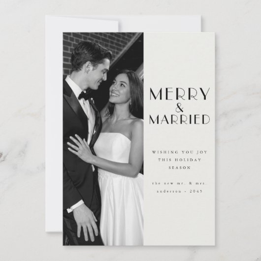 Moderne vrolijke en getrouwde Pas getrouwd Foto Ke Feestdagenkaart (Voorkant)