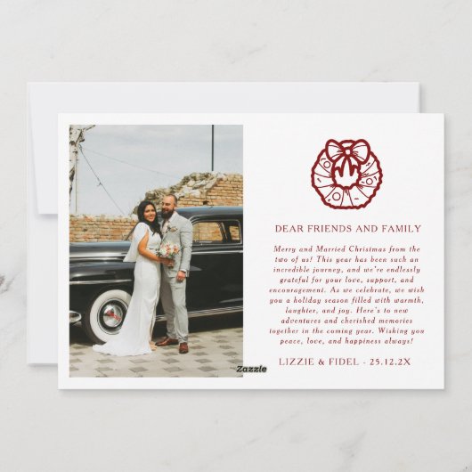 Moderne vrolijke en getrouwde Pas getrouwd Foto Ke Feestdagenkaart (Achterkant)