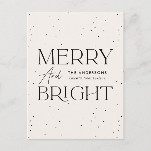 Moderne vrolijke en heldere crème niet-foto feestdagenkaart (Voorkant)