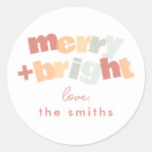 Moderne vrolijke en heldere familie Kerstmis Ronde Sticker (Voorkant)