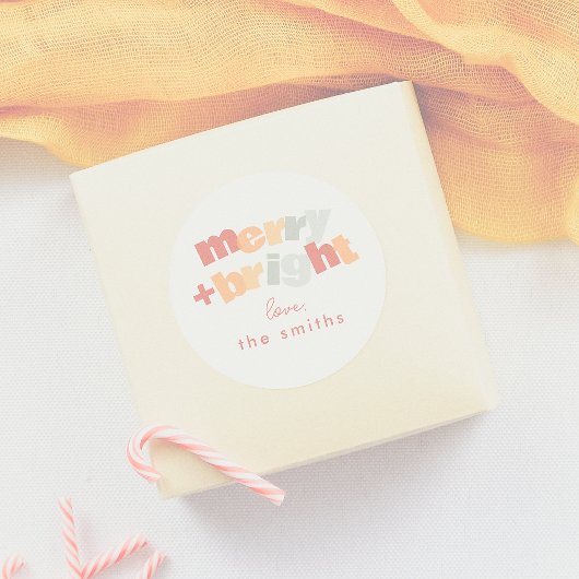 Moderne vrolijke en heldere familie Kerstmis Ronde Sticker