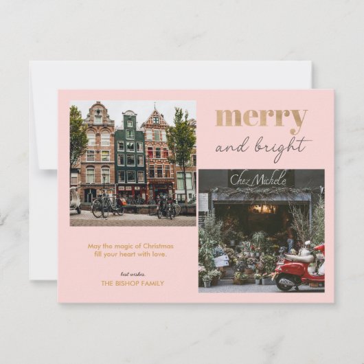 Moderne vrolijke en heldere foto feestdagenkaart (Voorkant)