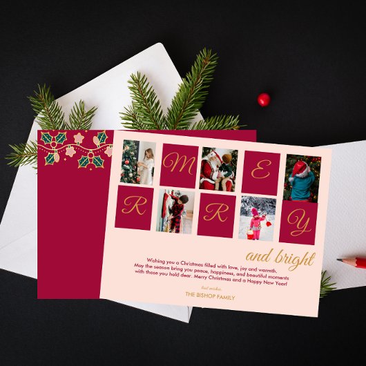 Moderne vrolijke en heldere fotoblokken feestdagenkaart