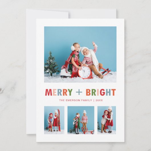 Moderne vrolijke en heldere fotocollage feestdagenkaart (Voorkant)