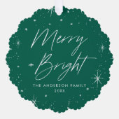 Moderne vrolijke en heldere groene vakantiefoto ornament kaart (Voorkant)