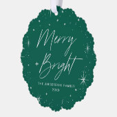 Moderne vrolijke en heldere groene vakantiefoto ornament kaart (Links)