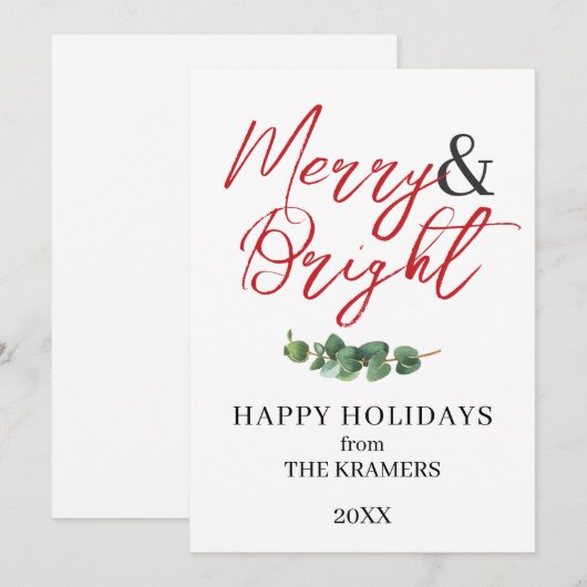 Moderne vrolijke en heldere groenvoorziening feestdagenkaart (Voorkant / Achterkant)