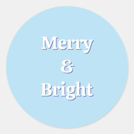 Moderne vrolijke en heldere ijsblauwe kerstvakanti ronde sticker