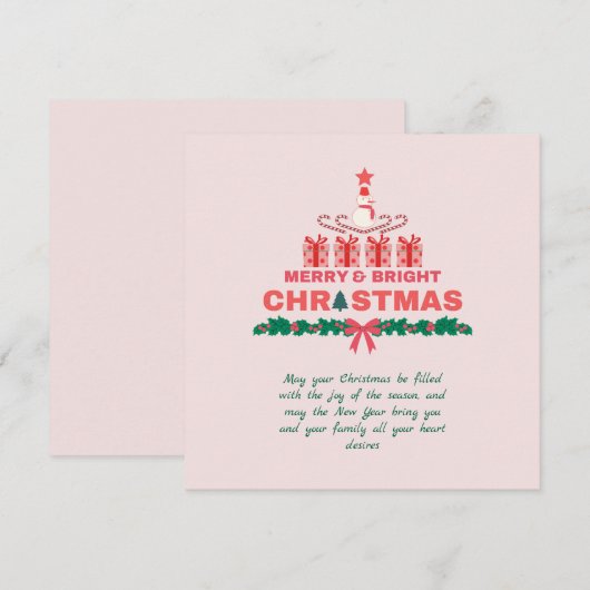 Moderne vrolijke en heldere kerst 2023 kleurrijk feestdagenkaart (Voorkant / Achterkant)