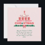 Moderne vrolijke en heldere kerst 2023 kleurrijk feestdagenkaart<br><div class="desc">Nodig uw dierbaren uit voor een magisch kerstfeest met dit elegante en kleurrijke Holiday Briefkaart. Met zijn feestelijke ontwerp en doordachte boodschap,  is deze uitnodiging zeker om de toon te zetten voor een vrolijk en helder vakantieseizoen.</div>