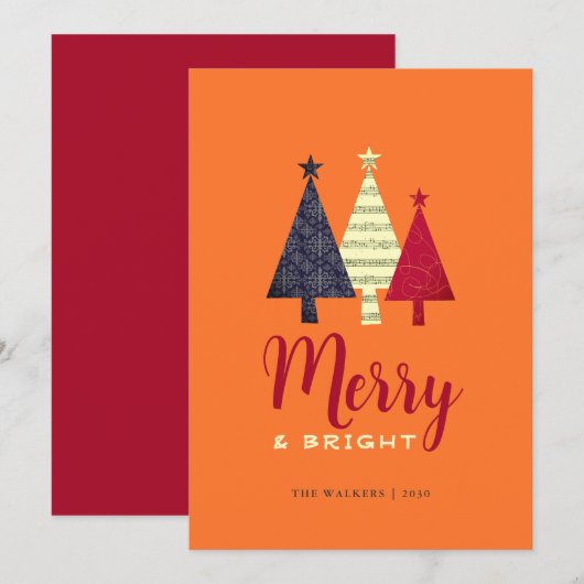 Moderne vrolijke en heldere kerst feestdagenkaart (Voorkant / Achterkant)