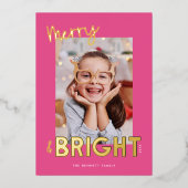 Moderne vrolijke en heldere kerstfoto folie feestdagenkaart (Voorkant)