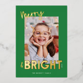 Moderne vrolijke en heldere kerstfoto folie feestdagenkaart (Voorkant)