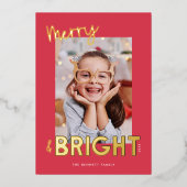 Moderne vrolijke en heldere kerstfoto folie feestdagenkaart (Voorkant)