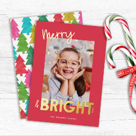 Moderne vrolijke en heldere kerstfoto folie feestdagenkaart