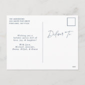 Moderne vrolijke en heldere marine niet-foto feestdagenkaart (Achterkant)