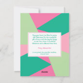 Moderne vrolijke en heldere minimalistische roze g feestdagenkaart (Achterkant)