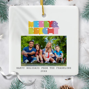 Moderne vrolijke en heldere regenboogkleuren foto keramisch ornament