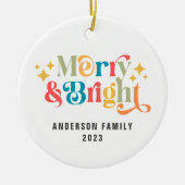 Moderne Vrolijke en Heldere Retro Kleurrijke Famil Keramisch Ornament (Voorkant)