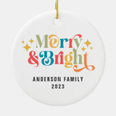 Moderne Vrolijke en Heldere Retro Kleurrijke Famil Keramisch Ornament (Achterkant)