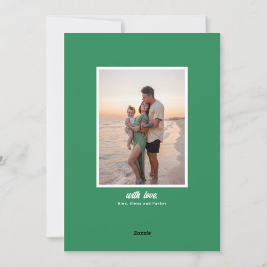 Moderne vrolijke en heldere roze en groene strepen feestdagenkaart (Achterkant)