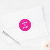 Moderne vrolijke en heldere roze kerst ronde sticker (Envelop)