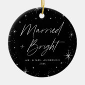 Moderne vrolijke en heldere script zwarte foto keramisch ornament (Voorkant)