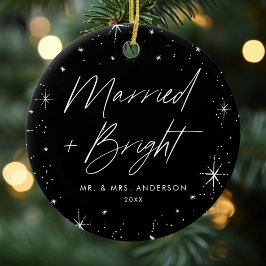Moderne vrolijke en heldere script zwarte foto keramisch ornament