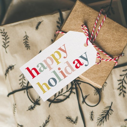 Moderne vrolijke feestdag cadeaulabel