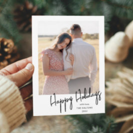 Moderne vrolijke feestdagen Eenvoudige script foto Feestdagenkaart