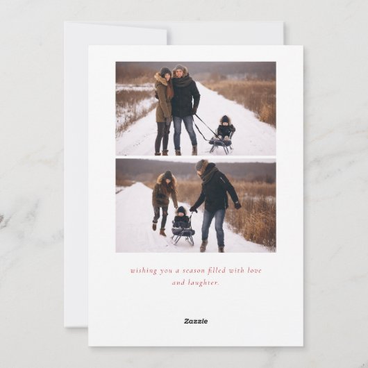 Moderne Vrolijke Feestdagen Familie Foto Kerst Kaa Feestdagenkaart (Achterkant)