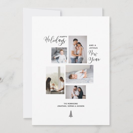 Moderne vrolijke feestdagen nieuwjaarsfotocollage feestdagenkaart (Voorkant)