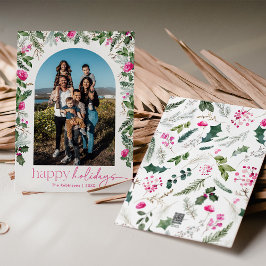 Moderne vrolijke feestdagen Roze en groene boog Feestdagenkaart