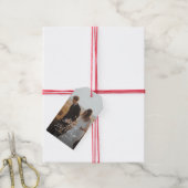 Moderne vrolijke feestdagen script overlay foto cadeaulabel (Met Touw)