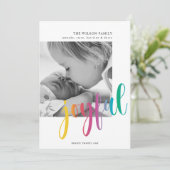 Moderne "vrolijke" fotokerst feestdagenkaart (Staand voorkant)