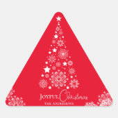 Moderne vrolijke, gedurfde rode kerstboom sticker (Voorkant)