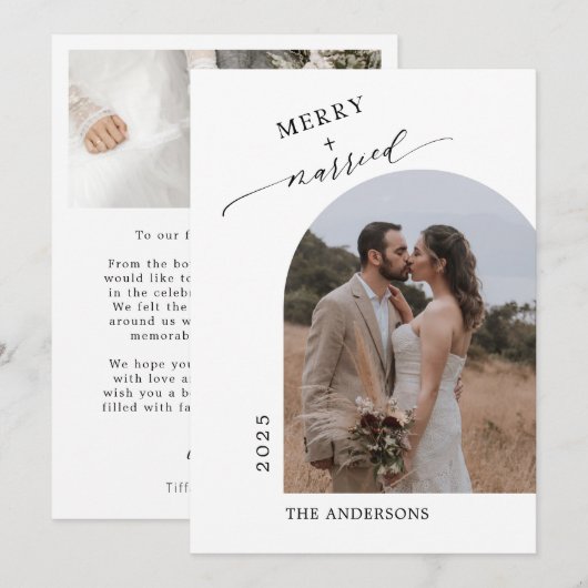 Moderne vrolijke getrouwde Pas getrouwd Bedankkaart (Voorkant / Achterkant)