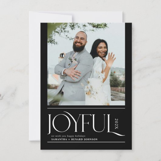 Moderne vrolijke getrouwde Pas getrouwd Vrolijk Ke Feestdagenkaart (Voorkant)