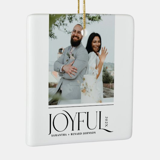 Moderne vrolijke getrouwde Pas getrouwd Vrolijk Ke Keramisch Ornament (Rechts)