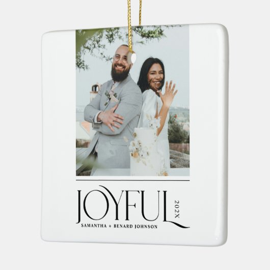 Moderne vrolijke getrouwde Pas getrouwd Vrolijk Ke Keramisch Ornament (Links)