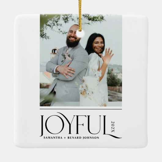 Moderne vrolijke getrouwde Pas getrouwd Vrolijk Ke Keramisch Ornament (Achterkant)