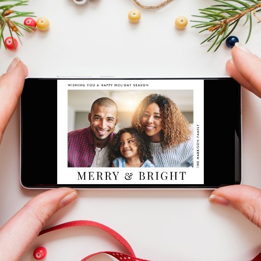 Moderne vrolijke heldere foto Kerstmis Feestdagenkaart