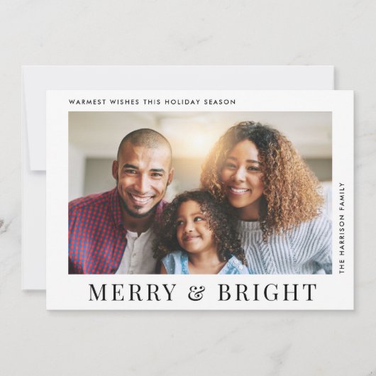 Moderne vrolijke heldere foto Kerstmis Feestdagenkaart (Voorkant)
