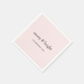 Moderne vrolijke & heldere kerst roze zwarte vakan servet (Hoek)