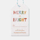 Moderne Vrolijke & Heldere Kleurrijke Kerstmis Cadeaulabel (Voorkant)