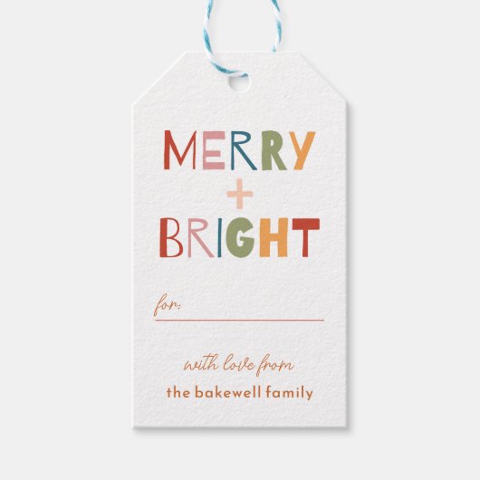 Moderne Vrolijke & Heldere Kleurrijke Kerstmis Cadeaulabel (Voorkant)
