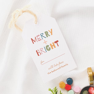 Moderne Vrolijke & Heldere Kleurrijke Kerstmis Cadeaulabel