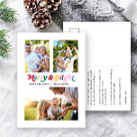 Moderne vrolijke & heldere kleurrijke retro 3 foto feestdagenkaart<br><div class="desc">We houden allemaal van vakantietradities, en wat is een betere manier om te vieren dan met onze Modern Merry & Bright Kleurrijke Retro 3 Photo Holiday Briefkaart! Dit onvergetelijke briefkaart beschikt over vrolijk & helder geschreven in kleurrijke retro typografie, waardoor een leuke en moderne esthetiek ontstaat. Hiermee kunt u uw...</div>